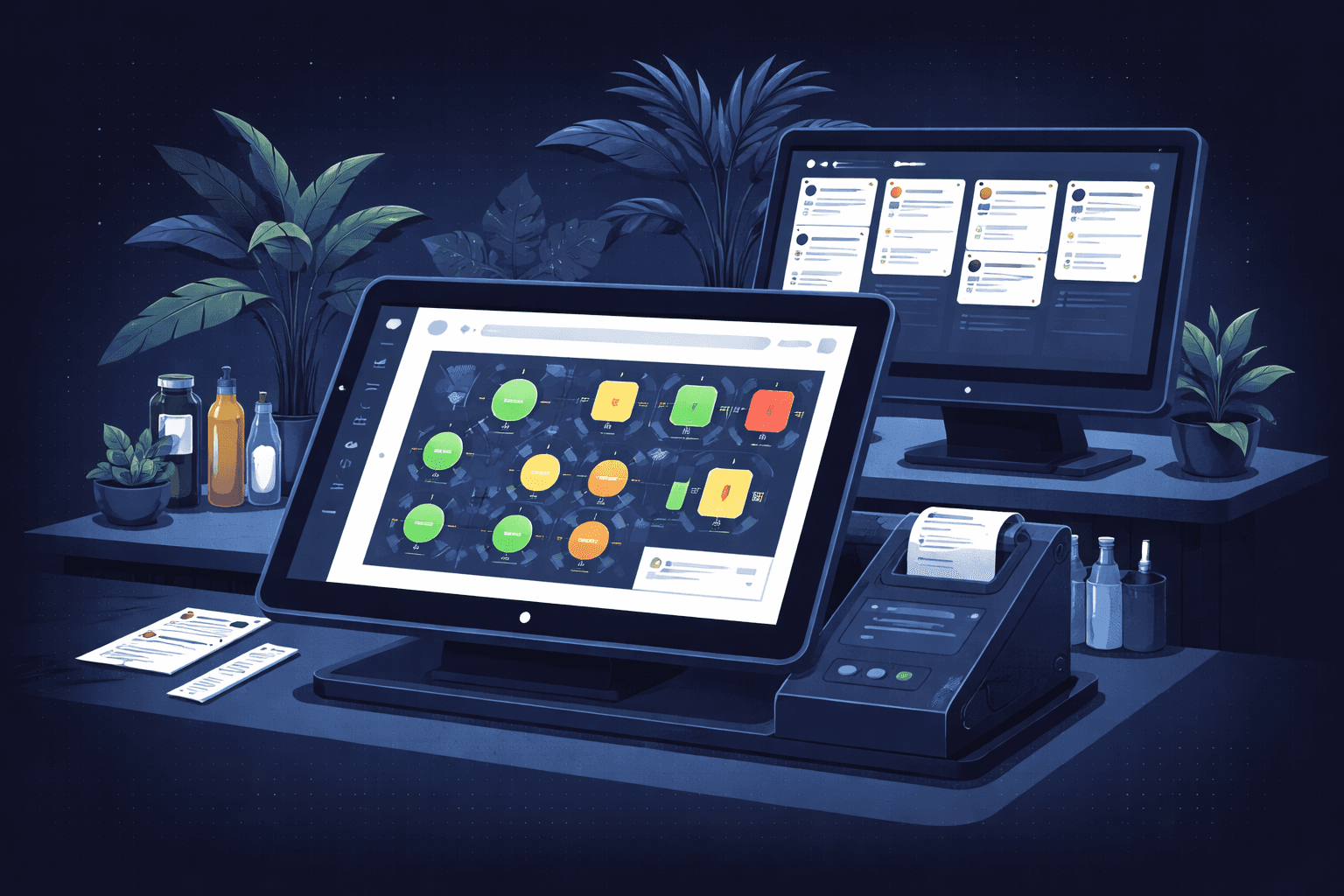 AirPOS dashboard showing POS, KDS, and floor map